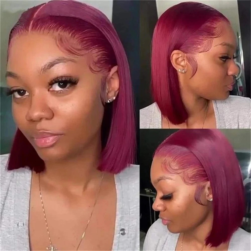 99J Burgundy Rengi, Kısa Bob P - Pre Parted 13X4 Lace Front Bob Wig incelemesi ve fiyatı